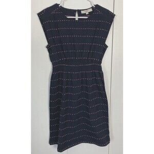 Loft Womens Elastic Waist Sleeveless Blue/Pink Dots Dress Size XS